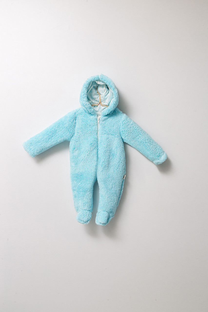 Salopeta plusata de iarna pentru bebelusi, Tongs Baby, captusita cu fermoar, bleumarine